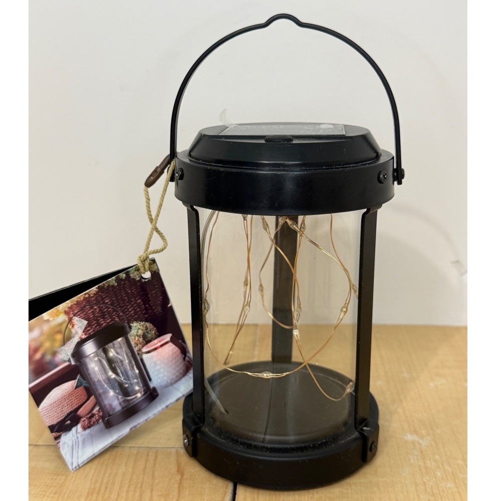 Feit Electric Solar Fairy LED Lantern 4in Round Black LAN4RND/FY/SOL/V1